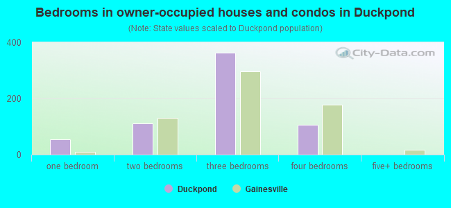 Bedrooms in owner-occupied houses and condos in Duckpond