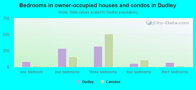 Bedrooms in owner-occupied houses and condos in Dudley