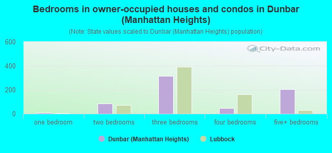Bedrooms in owner-occupied houses and condos in Dunbar (Manhattan Heights)