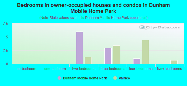 Bedrooms in owner-occupied houses and condos in Dunham Mobile Home Park