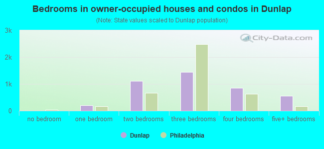 Bedrooms in owner-occupied houses and condos in Dunlap