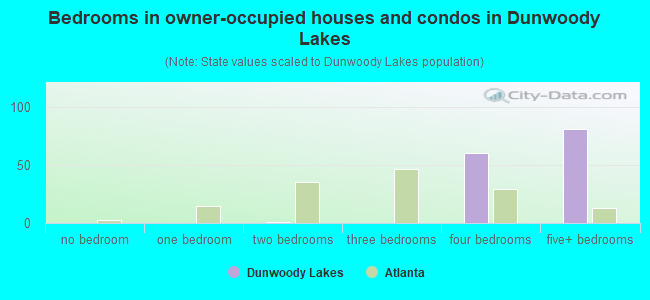 Bedrooms in owner-occupied houses and condos in Dunwoody Lakes