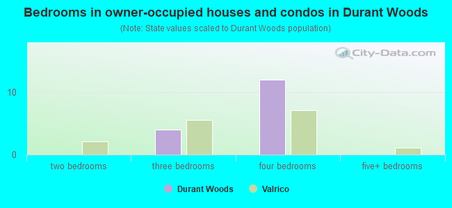 Bedrooms in owner-occupied houses and condos in Durant Woods