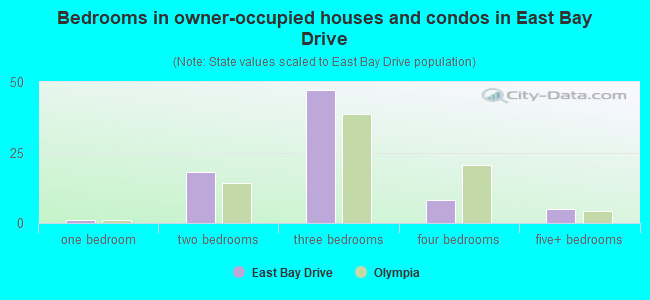 Bedrooms in owner-occupied houses and condos in East Bay Drive