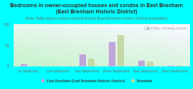 Bedrooms in owner-occupied houses and condos in East Brenham (East Brenham Historic District)