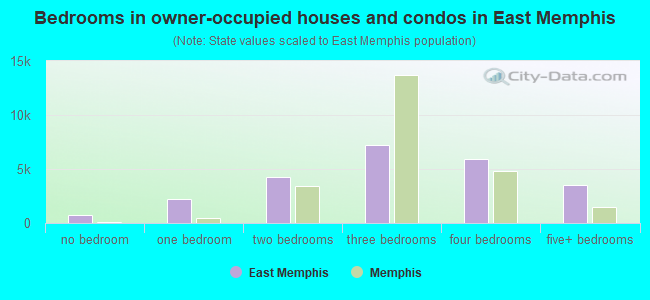 Bedrooms in owner-occupied houses and condos in East Memphis