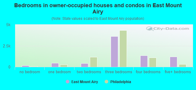 Bedrooms in owner-occupied houses and condos in East Mount Airy