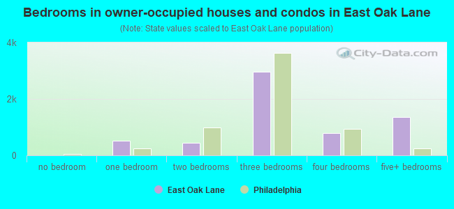 Bedrooms in owner-occupied houses and condos in East Oak Lane