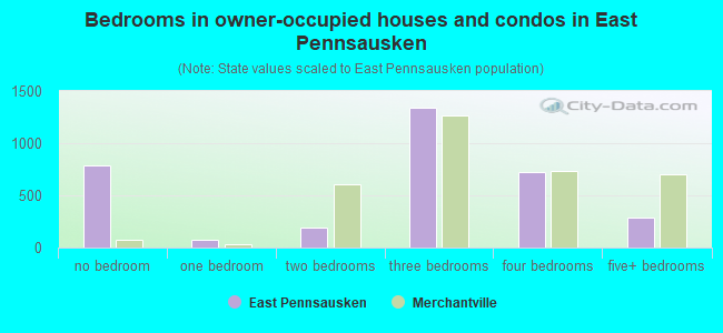 Bedrooms in owner-occupied houses and condos in East Pennsausken