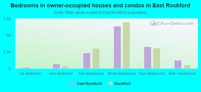 Bedrooms in owner-occupied houses and condos in East Rockford