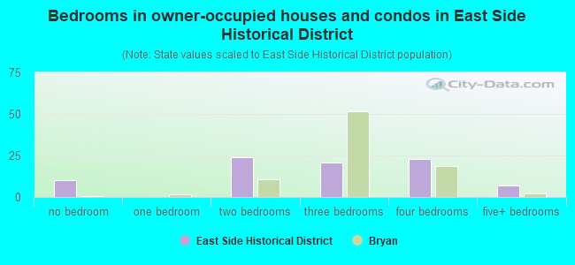 Bedrooms in owner-occupied houses and condos in East Side Historical District