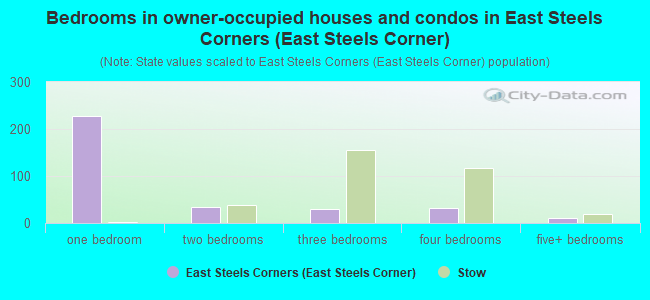 Bedrooms in owner-occupied houses and condos in East Steels Corners (East Steels Corner)