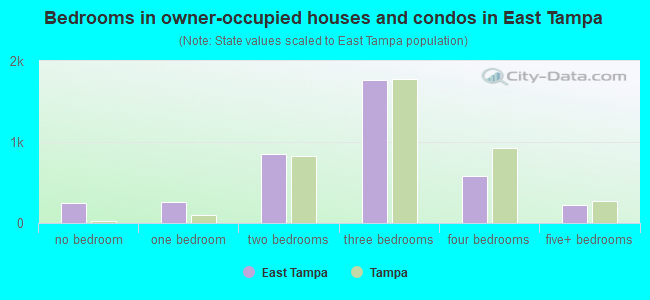 Bedrooms in owner-occupied houses and condos in East Tampa