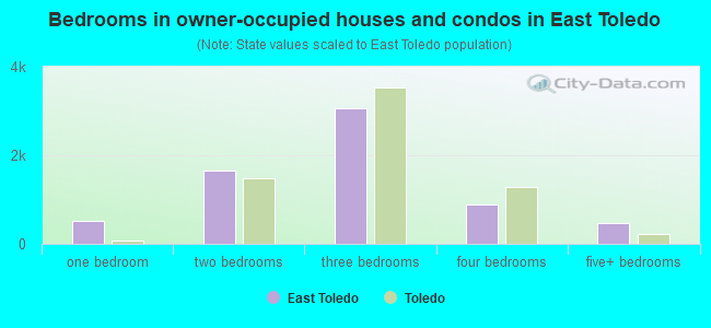 Bedrooms in owner-occupied houses and condos in East Toledo