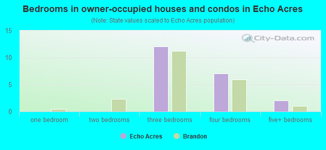 Bedrooms in owner-occupied houses and condos in Echo Acres