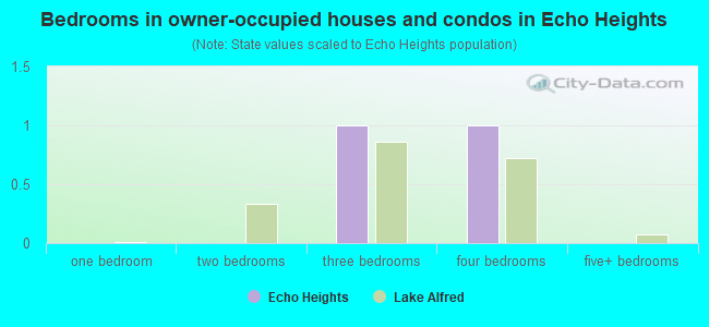 Bedrooms in owner-occupied houses and condos in Echo Heights