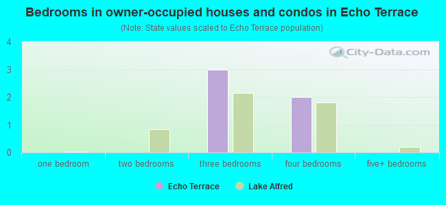 Bedrooms in owner-occupied houses and condos in Echo Terrace