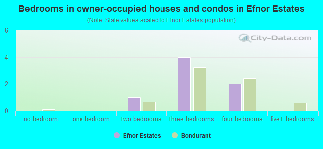 Bedrooms in owner-occupied houses and condos in Efnor Estates