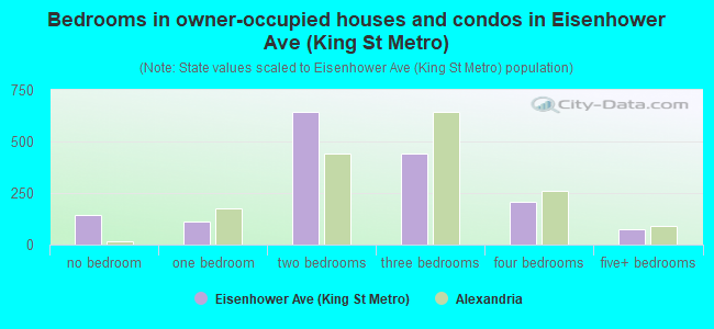 Bedrooms in owner-occupied houses and condos in Eisenhower Ave (King St Metro)