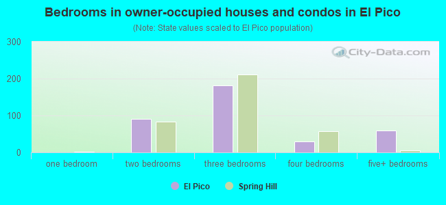 Bedrooms in owner-occupied houses and condos in El Pico