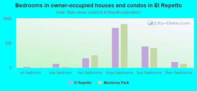Bedrooms in owner-occupied houses and condos in El Repetto