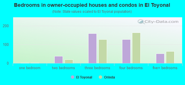 Bedrooms in owner-occupied houses and condos in El Toyonal