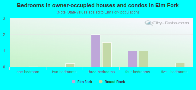 Bedrooms in owner-occupied houses and condos in Elm Fork