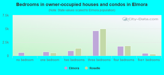 Bedrooms in owner-occupied houses and condos in Elmora