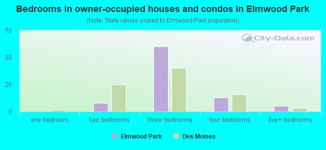 Bedrooms in owner-occupied houses and condos in Elmwood Park