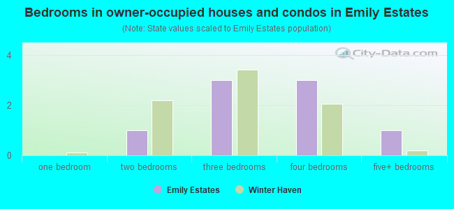 Bedrooms in owner-occupied houses and condos in Emily Estates