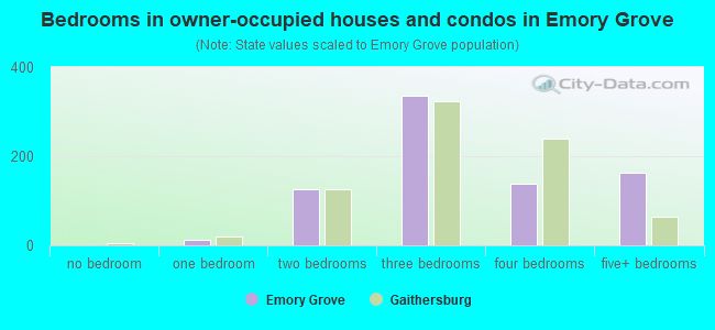 Bedrooms in owner-occupied houses and condos in Emory Grove
