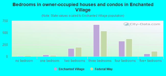 Bedrooms in owner-occupied houses and condos in Enchanted Village