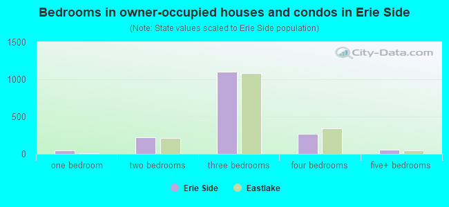 Bedrooms in owner-occupied houses and condos in Erie Side