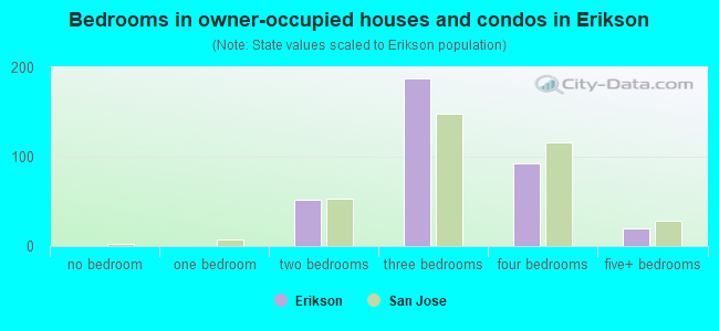 Bedrooms in owner-occupied houses and condos in Erikson