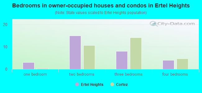 Bedrooms in owner-occupied houses and condos in Ertel Heights