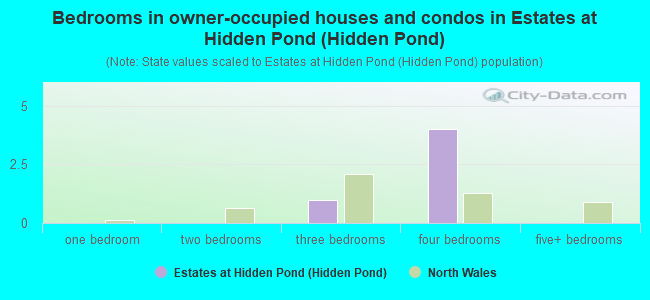 Bedrooms in owner-occupied houses and condos in Estates at Hidden Pond (Hidden Pond)