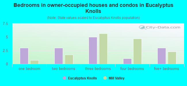 Bedrooms in owner-occupied houses and condos in Eucalyptus Knolls