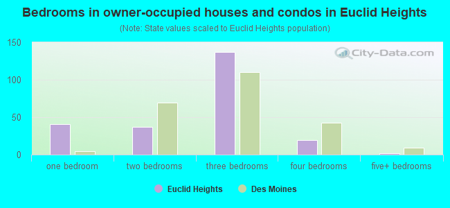 Bedrooms in owner-occupied houses and condos in Euclid Heights