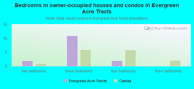 Bedrooms in owner-occupied houses and condos in Evergreen Acre Tracts