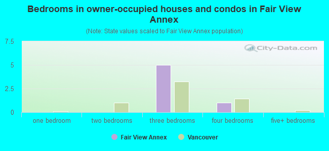 Bedrooms in owner-occupied houses and condos in Fair View Annex