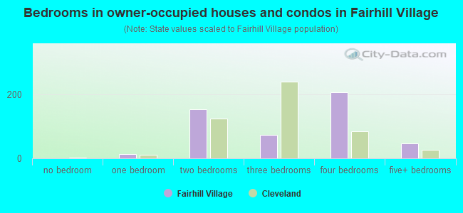 Bedrooms in owner-occupied houses and condos in Fairhill Village