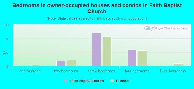 Bedrooms in owner-occupied houses and condos in Faith Baptist Church