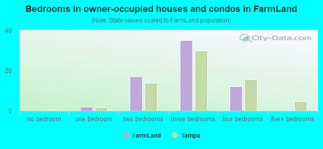 Bedrooms in owner-occupied houses and condos in FarmLand
