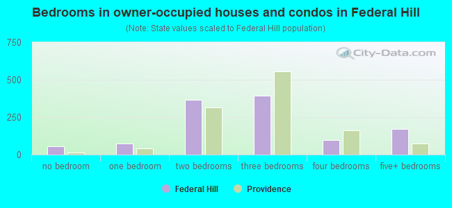 Bedrooms in owner-occupied houses and condos in Federal Hill