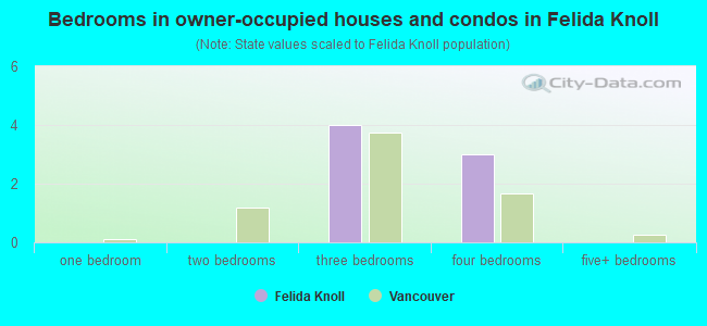 Bedrooms in owner-occupied houses and condos in Felida Knoll
