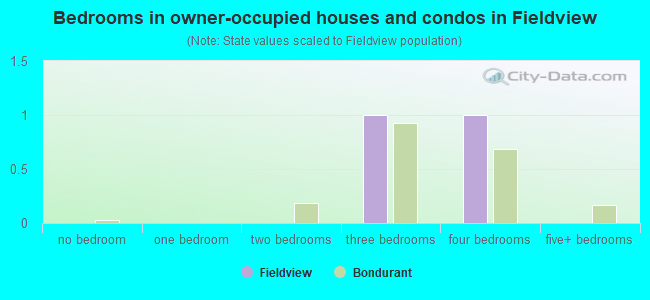 Bedrooms in owner-occupied houses and condos in Fieldview