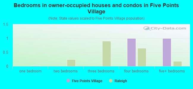 Bedrooms in owner-occupied houses and condos in Five Points Village