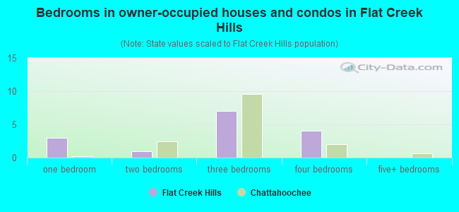 Bedrooms in owner-occupied houses and condos in Flat Creek Hills