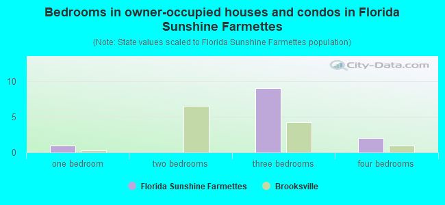 Bedrooms in owner-occupied houses and condos in Florida Sunshine Farmettes