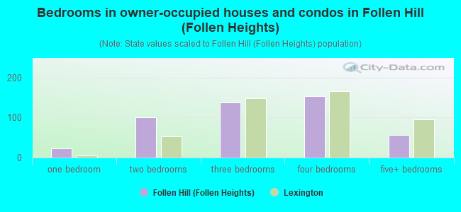 Bedrooms in owner-occupied houses and condos in Follen Hill (Follen Heights)